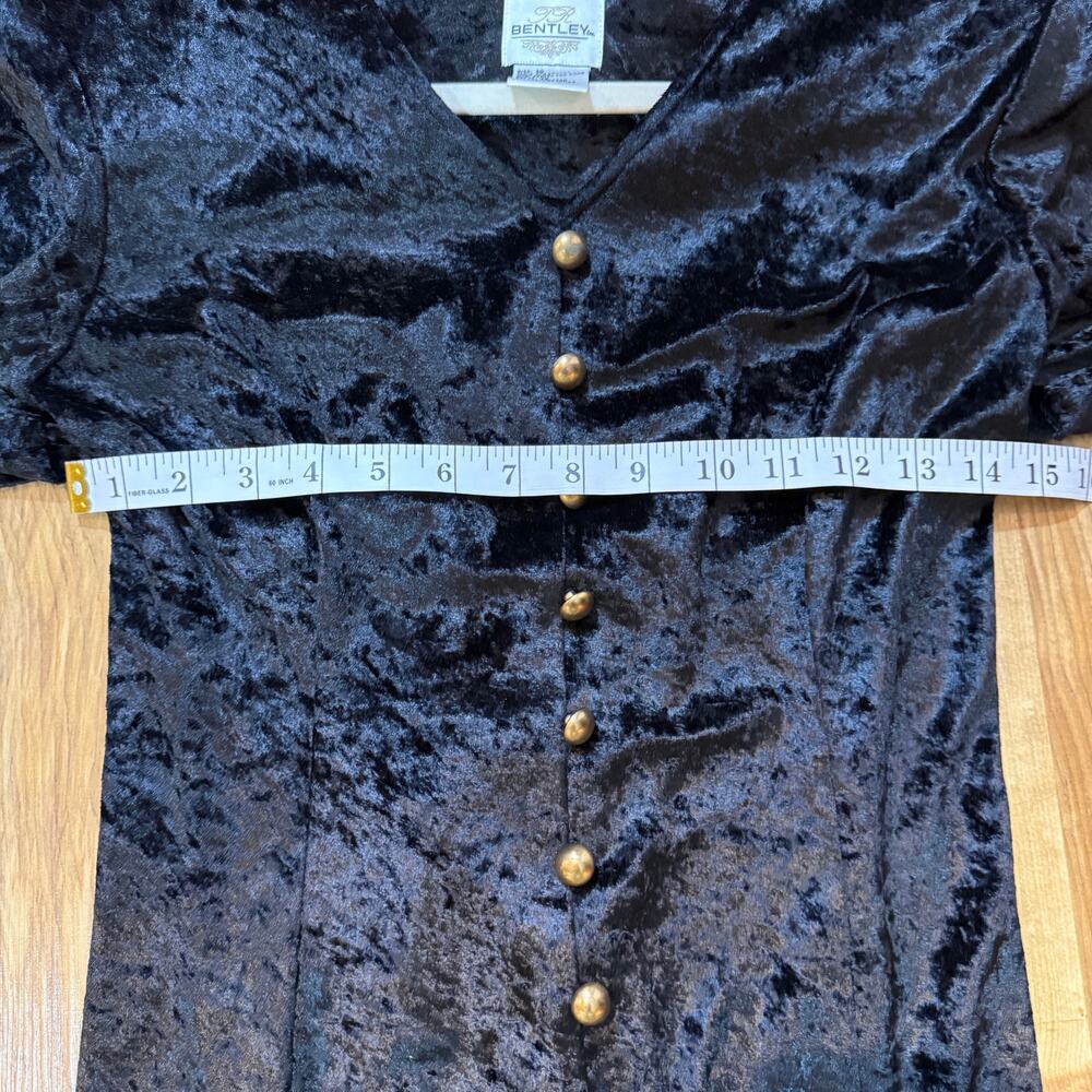 Bentley Black Crushed Velvet Corset Back Vintage Gothic Whimsigoth Maxi Dress 12 - Picture 7 of 8